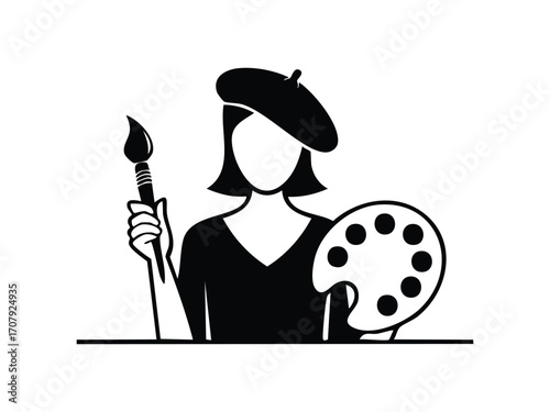 Minimalist silhouette vector of an artist