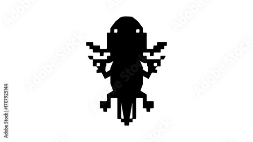 Pixelated alien spaceship with transparent background