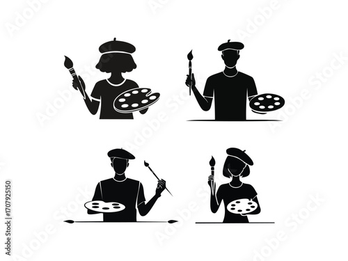 Minimalist silhouette vector of an artist creative profession