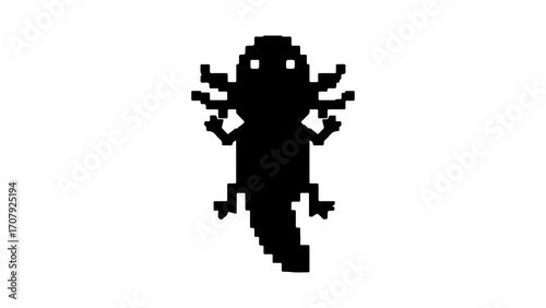 Pixelated axolotl with transparent background