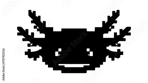 Pixelated axolotl with transparent background