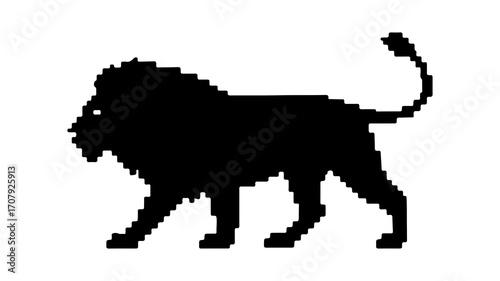 Pixelated lion with transparent background