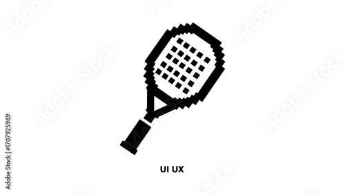 Pixelated paddle tennis racket with transparent background