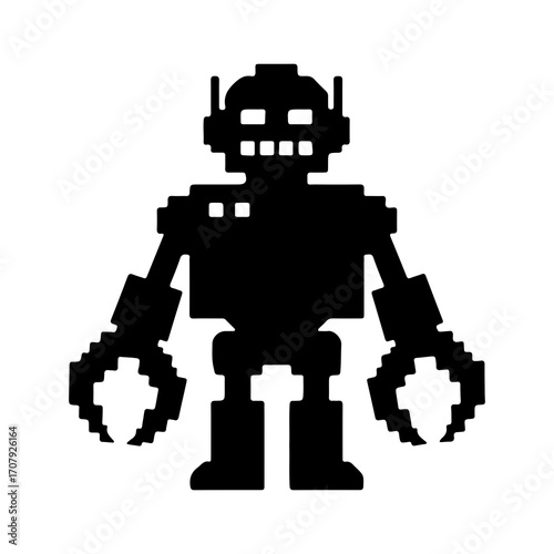 Pixelated robot with transparent background