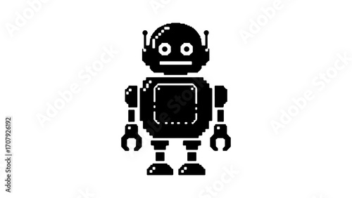 Pixelated robot with transparent background