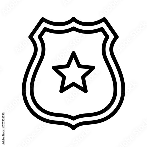 Police badge with star and transparent background