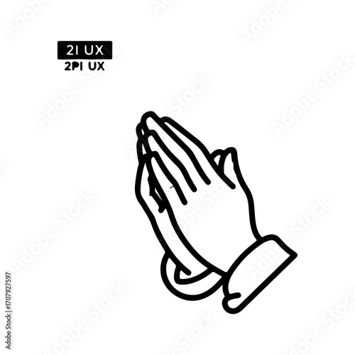 Praying hands outline with transparent background