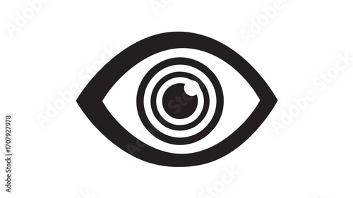 Eye Icon Simple, Bold Black and White Vector Graphic