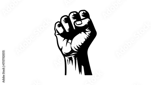 Raised fist symbol with transparent background