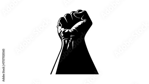 Raised fist symbol with transparent background