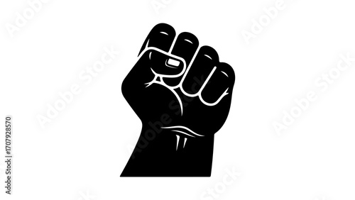 Raised fist symbol with transparent background