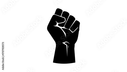 Raised fist symbol with transparent background