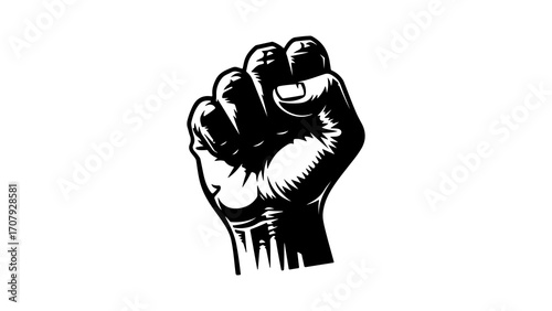 Raised fist symbol with transparent background