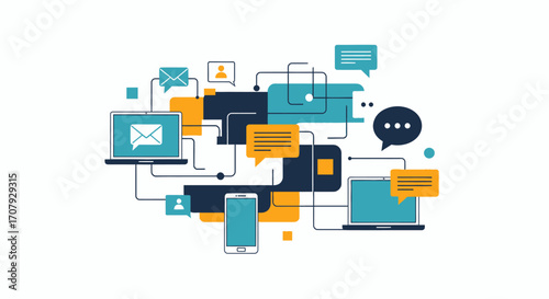 Digital communication network connecting devices and sharing information seamlessly.