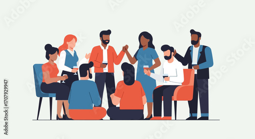 Diverse Group Engaged in Discussion or Support Session.