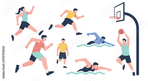 Diverse Group of People Engaged in Various Sports Activities.