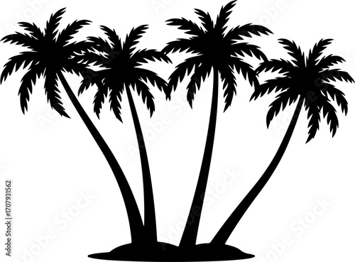 Tropical palm trees silhouette island paradise beach vacation summer tropical scene silhouette