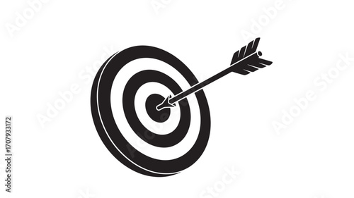 Target with Arrow - Black and White Icon