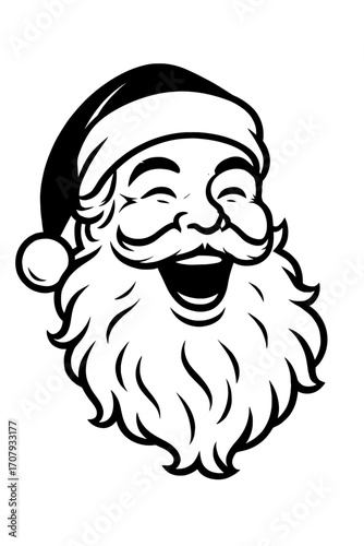 Vector Illustration of a Laughing Santa Claus Face. A Graphic Symbol for Christmas Cheer, Holiday Joy, and Festive Celebrations.