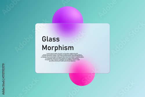Futuristic background with a transparent panel and purple balls. Eps 10
