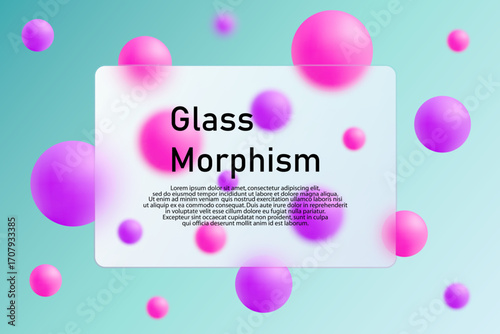 Abstract composition with multicolored balls and frosted glass. Eps 10