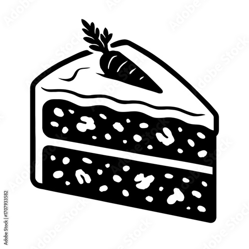 Vector Illustration of a Slice of Carrot Cake. A Graphic for Desserts, Bakery, and Food Advertisements.