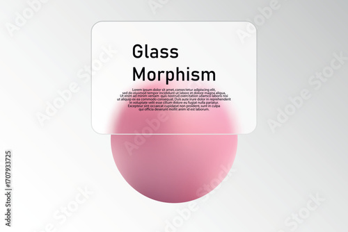 Minimalistic design with a pink sphere and a transparent panel. Eps 10