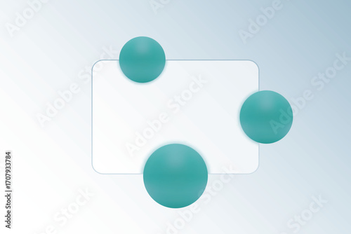 A futuristic composition of floating blue spheres and a glass panel. Eps 10