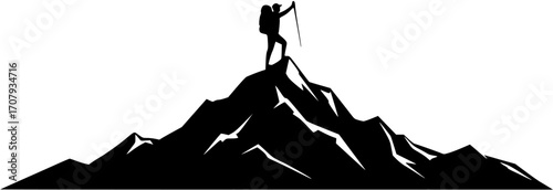 hiker reaching the peak of a mountain