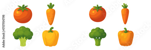 Vibrant collection of fresh organic vegetables including ripe tomatoes, crisp carrots, green broccoli, and yellow bell peppers