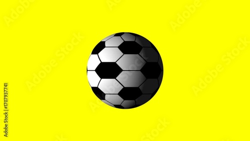 Spinning Soccer Ball 4k isolation on yellow screen