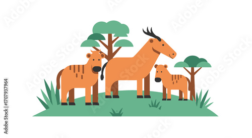 Group of Zebras and a Giraffe in a Grassy Landscape.