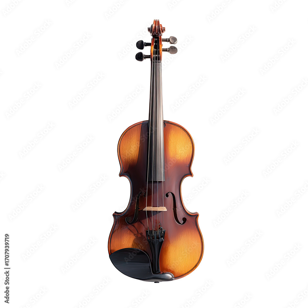 Fototapeta premium Wooden violin, warm amber hue, front view