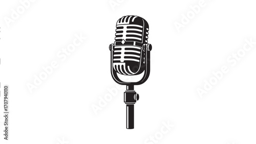 Vintage Microphone Icon Retro Podcast, Music, Radio Broadcast Graphic