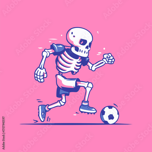Funny Skeleton Soccer Striker