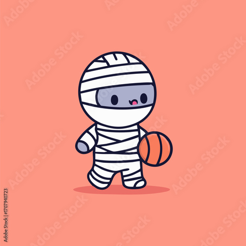 A Mummy Halloween Dribbles The Ball