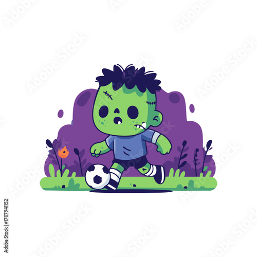A Zombie Halloween Dribbles The Ball