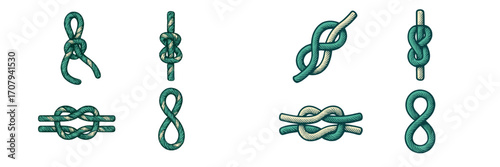 Comprehensive collection of traditional nautical rope knots for sailing, boating, marine activities, and outdoor adventures