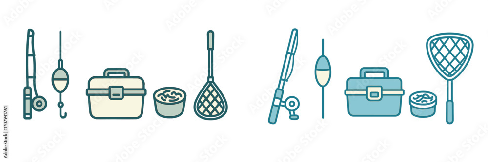 Ταπετσαρία Various fishing equipment and angling accessories including rods, reels, floats,
