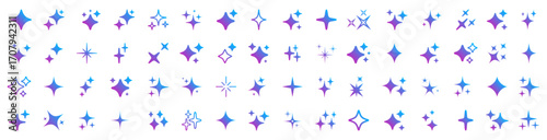 AI generate magic sparkle star symbol set, Ai generated gradient icons, generative Ai logo, artificial intelligence stars logo