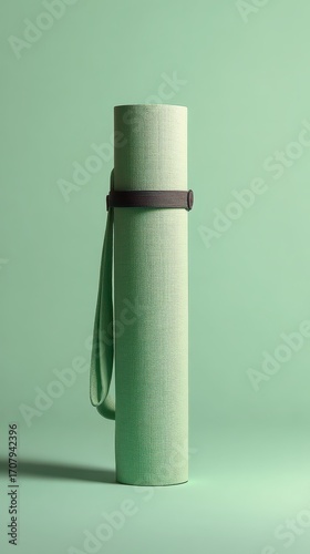 Minimalist Green Water Bottle on Matching Background.