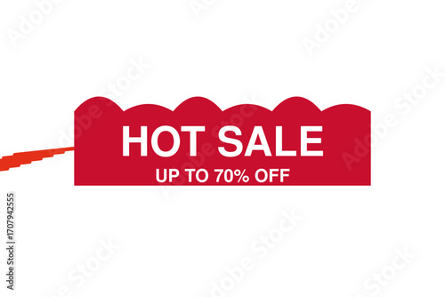 Red banner with the words "HOT SALE" and "UP TO 70% OFF" indicating a promotional offer.
