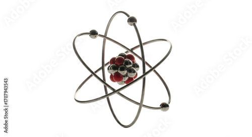 Vászonkép Isolated Atom Structure Model Depicting Nucleus and Orbiting Electrons with no b