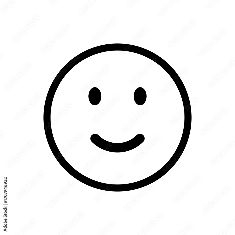 Fototapeta premium Happy face emoticon. An easily recognizable graphic icon suitable for various design purposes, expressing positivity and good mood. Perfect for web design, apps, user interfaces, and social media