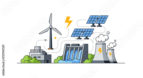 Renewable and Nonrenewable Energy Sources Power Generation.
