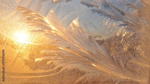 Foto Sunlight Shining Through Frost Patterns on a Window