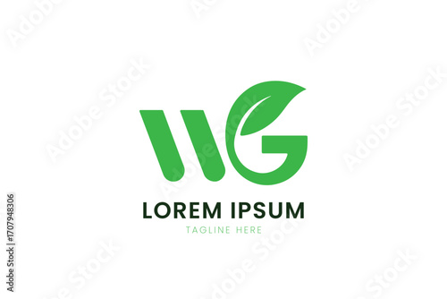 Minimalist green logo design with leaf element for eco-friendly brands