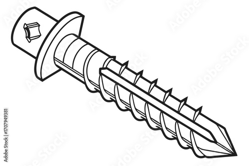 Precision engineered screw with sharp point and secure head for robust construction and industrial applications