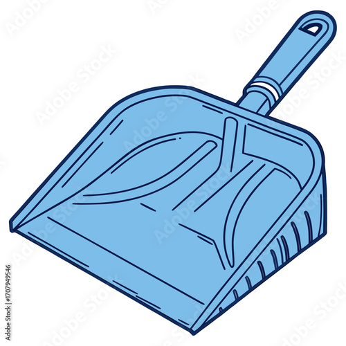 Simple blue dustpan with a comfortable handle for efficient household cleaning tasks and tidiness