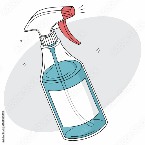 Sparkling clean spray bottle ready for action, essential for home hygiene and professional care